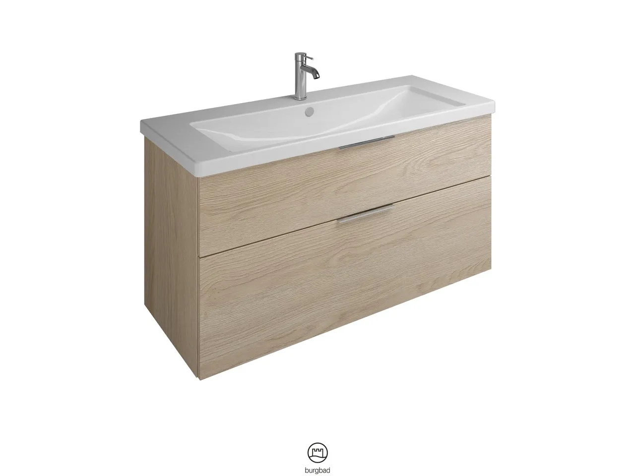 burgbad Badmöbelset Keramik-Waschtisch inkl. Waschtischunterschrank „Eqio“ 123 × 64,5 × 49 cm Griffleiste, Schwarz Matt, in Eiche Dekor Cashmere burgbad Badmöbelset Keramik-Waschtisch inkl. Waschtischunterschrank „Eqio“ 123 × 64,5 × 49 cm Griffleiste, Schwarz Matt, in Eiche Dekor Cashmere