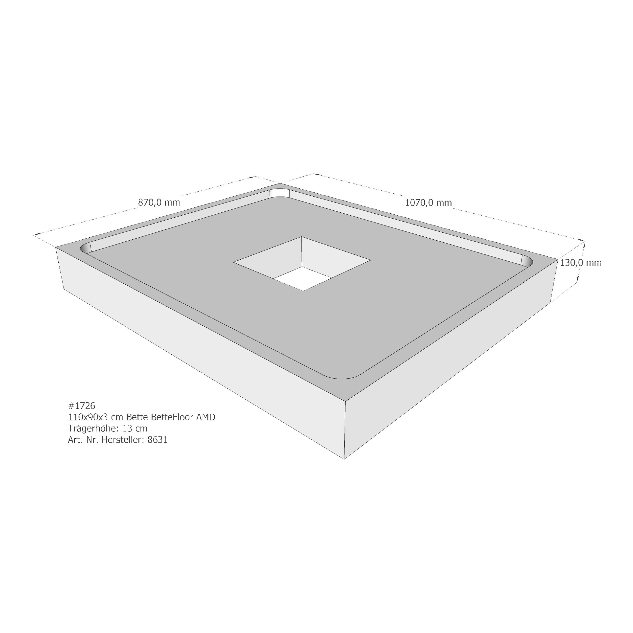Duschwannenträger für Bette Floor 110 × 90 × 3 cm Breite: 90 cm / Länge: 110 cm Duschwannenträger für Bette Floor 110 × 90 × 3 cm Breite: 90 cm / Länge: 110 cm