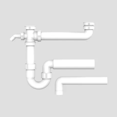 Ablaufverbindung G1 1/2 × 50 × max. 295, exzentrisch, Rohrgeruchsverschluss Ablaufverbindung G1 1/2 × 50 × max. 295, exzentrisch, Rohrgeruchsverschluss