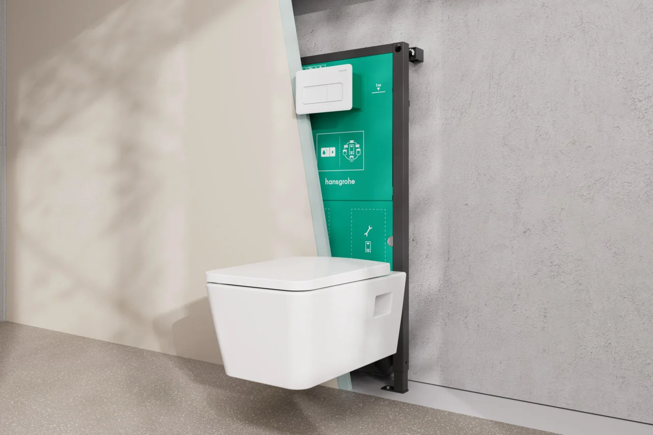 Hansgrohe EluPura Original Q Wand-WC, spülrandlos, glänzend, 540 mm Höhe, horizontaler Abgang, AquaChannel Flush