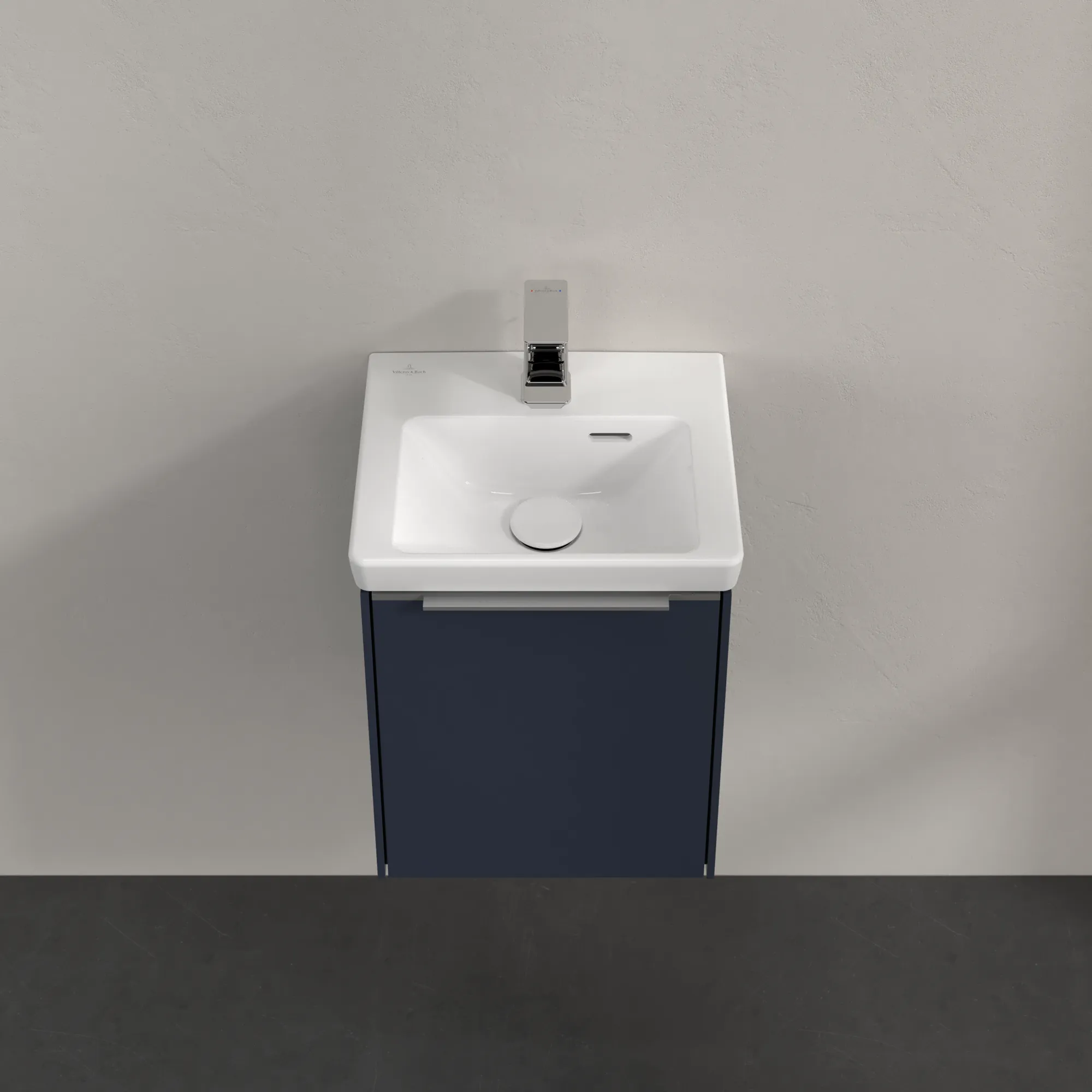 Villeroy & Boch Waschtischunterschrank mit Tür „Subway 3.0“ für Schrankwaschtisch 351 × 429 × 309 mm Marine Blue, 1 Tür, für Becken mittig, Anschlag links Villeroy & Boch Waschtischunterschrank mit Tür „Subway 3.0“ für Schrankwaschtisch 351 × 429 × 309 mm Marine Blue, 1 Tür, für Becken mittig, Anschlag links