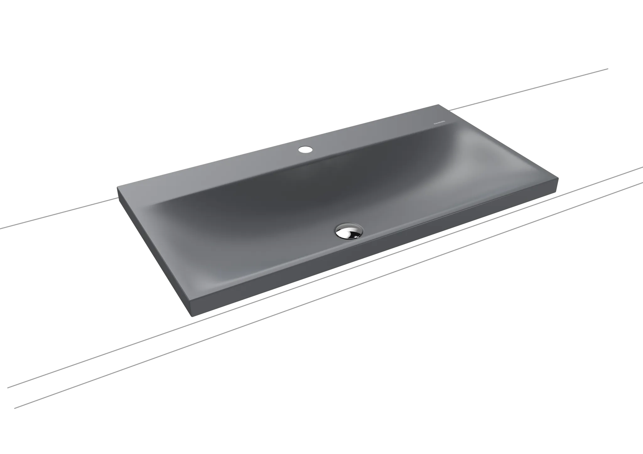 Aufsatzwaschtisch „Silenio“ 90 × 46 cm, ohne Hahnlochbohrung in cool grey 70, mit Perl-Effekt