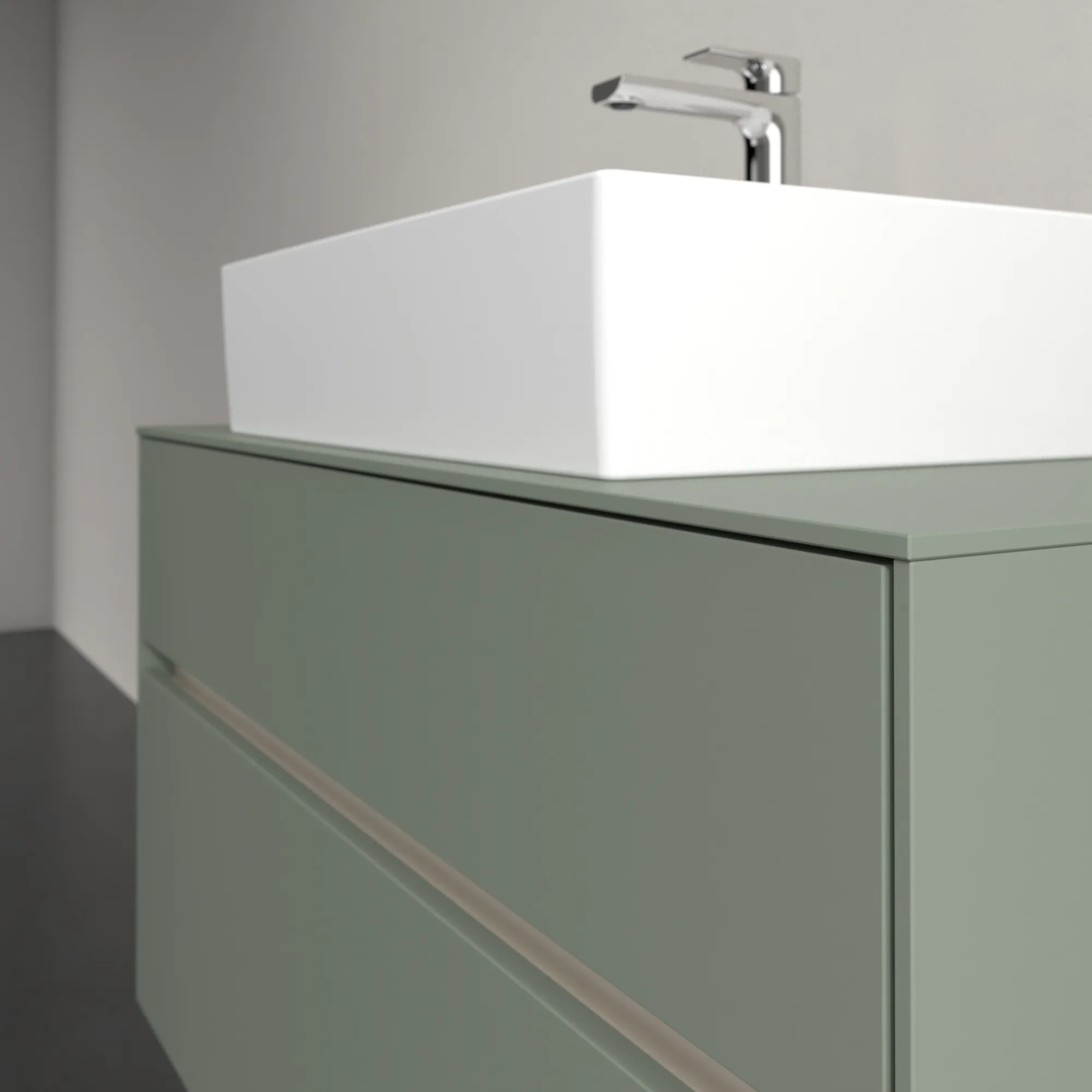 Villeroy & Boch Waschtischunterschrank „Collaro“ 1000 × 548 × 500 mm Soft Green, mit Beleuchtung, für Becken mittig