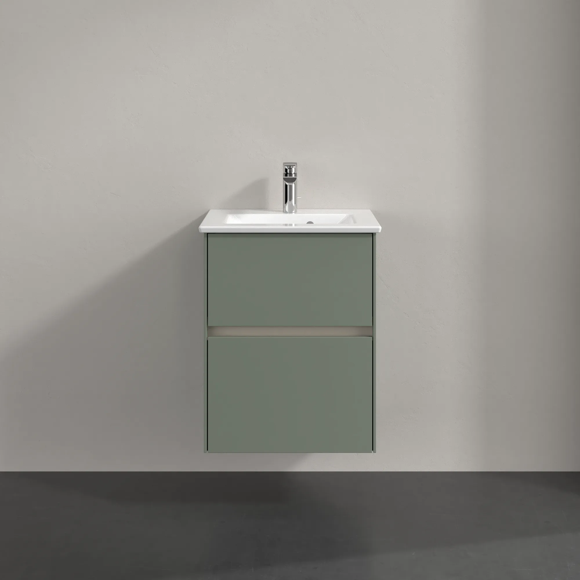 Villeroy & Boch Waschtischunterschrank „Collaro“ 472 × 610 × 404 mm Soft Green, mit Beleuchtung, für Becken mittig Villeroy & Boch Waschtischunterschrank „Collaro“ 472 × 610 × 404 mm Soft Green, mit Beleuchtung, für Becken mittig