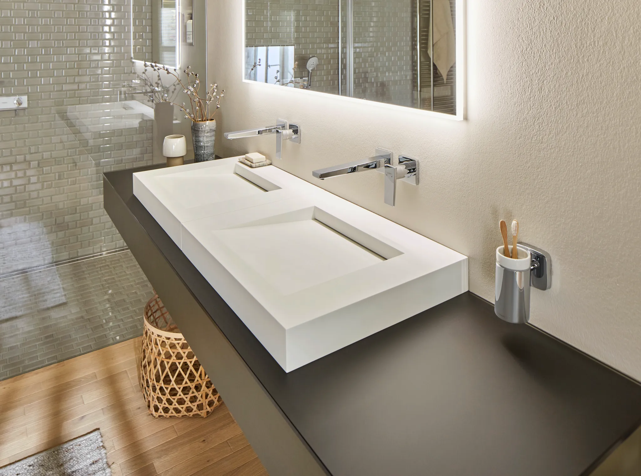 2-Loch Waschtischarmatur Unterputz Metropol F-Set langer Auslauf chrom 2-Loch Waschtischarmatur Unterputz Metropol F-Set langer Auslauf chrom