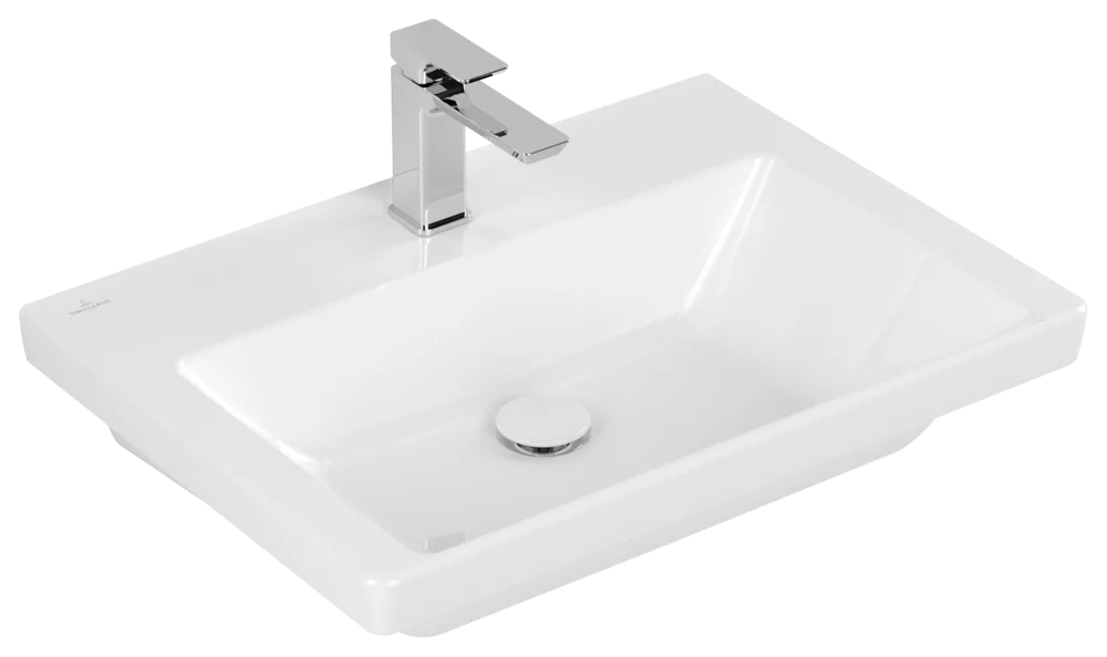 Villeroy & Boch Schrankwaschtisch Subway 3.0, 4A7066, weiß Alpin CeramicPlus, 165x650x470 mm, TitanCeram, glänzend, ohne Überlauf, für 3-Loch-Armatur