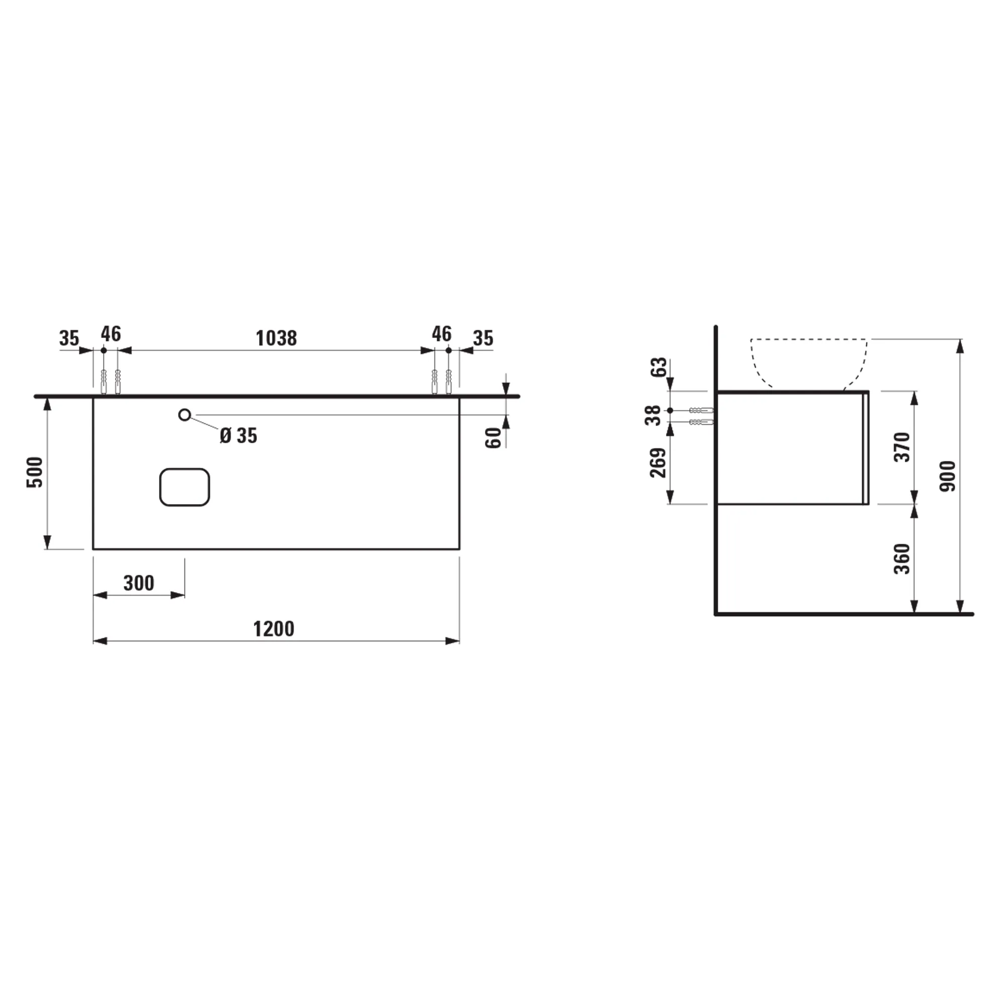 Laufen Schubladenelement „Ilbagnoalessi“ 1200 × 370 × 500 mm Eiche hell, mit Hahnlochbohrung, links Laufen Schubladenelement „Ilbagnoalessi“ 1200 × 370 × 500 mm Eiche hell, mit Hahnlochbohrung, links