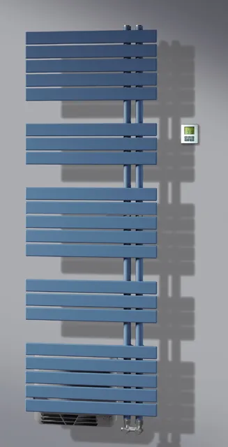 Soul-S Air Mix, Komfort-Badheizkörper Serie UBB/UAB, für Zentralheizung, für die Erwärmung von Handtüchern und Textilien, inklusiv integriertem Heizlüfter für den rein elektrischen Betrieb. Horizontale abgerundete Flachprofilrohre 50 x 10 mm im Spezialve Soul-S Air Mix, Komfort-Badheizkörper Serie UBB/UAB, für Zentralheizung, für die Erwärmung von Handtüchern und Textilien, inklusiv integriertem Heizlüfter für den rein elektrischen Betrieb. Horizontale abgerundete Flachprofilrohre 50 x 10 mm im Spezialve