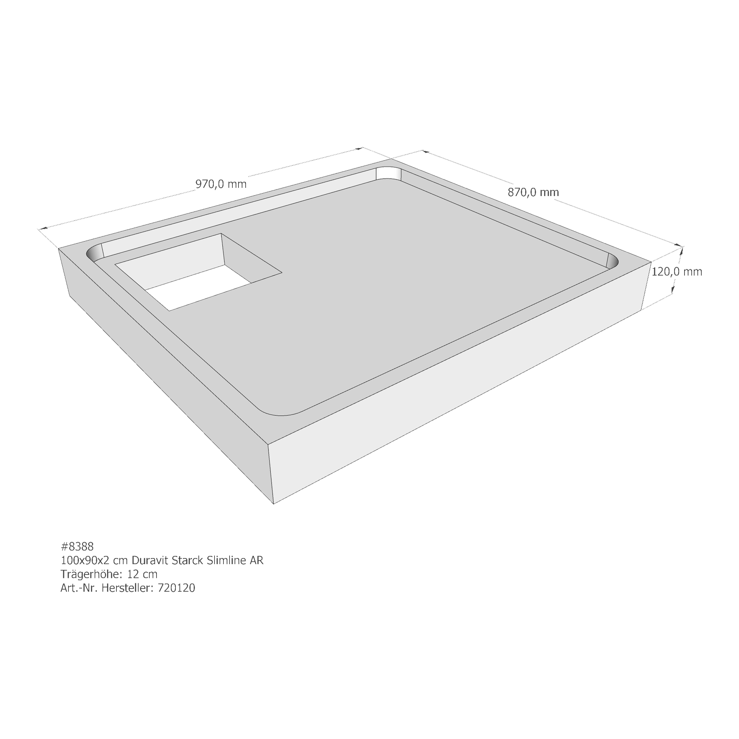 Duschwannenträger für Duravit Starck Slimline 100 × 90 × 2 cm Duschwannenträger für Duravit Starck Slimline 100 × 90 × 2 cm