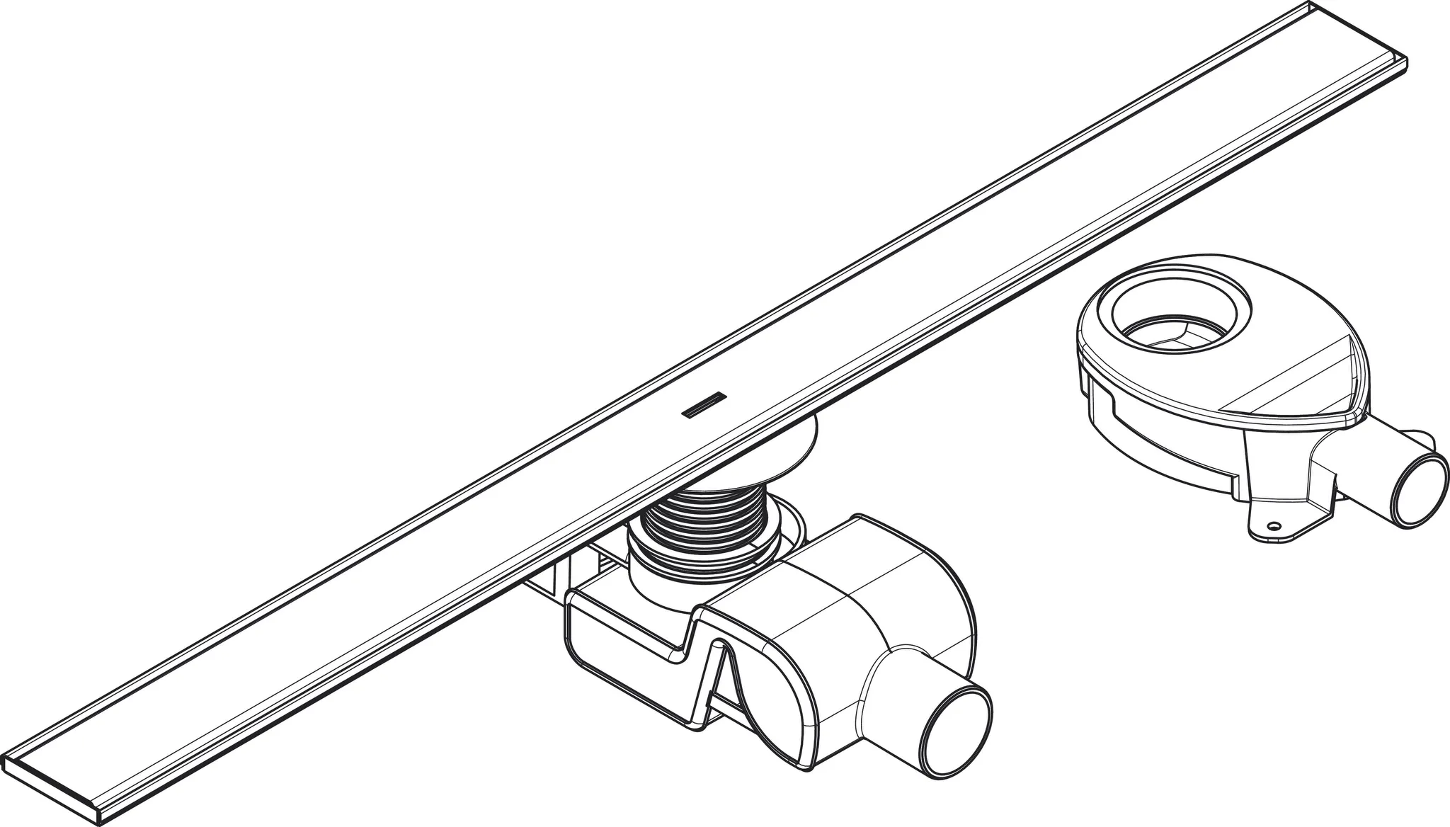 RainDrain Allround Komplettset Duschrinne 900 für Standard-/flache Installation Edelstahl gebürstet