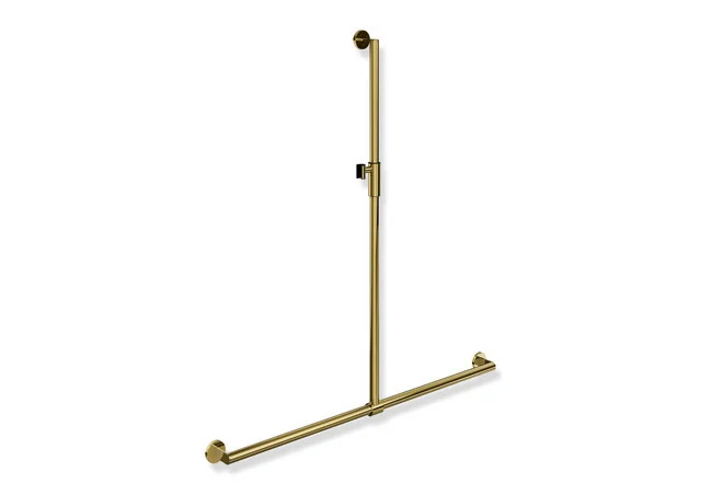HEWI Duschhandlauf System 900, Edelstahl PVD Gold glänzend, 1250 mm x 1185 mm, verschiebbarer Brausehalter, 32 mm Durchmesser HEWI Duschhandlauf System 900, Edelstahl PVD Gold glänzend, 1250 mm x 1185 mm, verschiebbarer Brausehalter, 32 mm Durchmesser