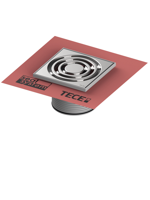TECEdrainpoint S Rostrahmen Kunststoff, 150 mm, inkl. Designrost, mit werkseitig angebrachter Seal System Dichtmanschette