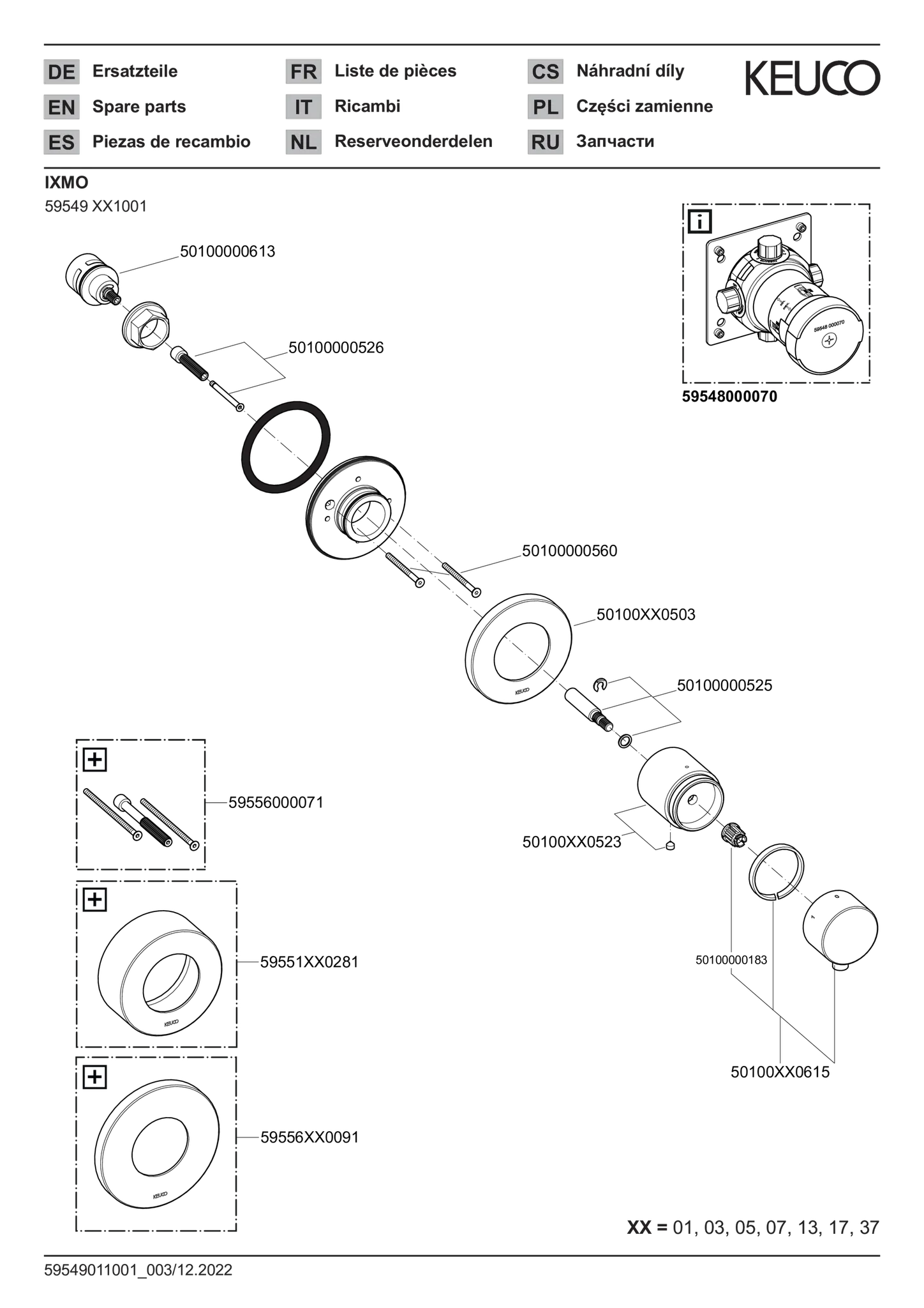 IXMO 3-Wege Ab- u. Umstellventil UP Messing geb. IXMO 3-Wege Ab- u. Umstellventil UP Messing geb.