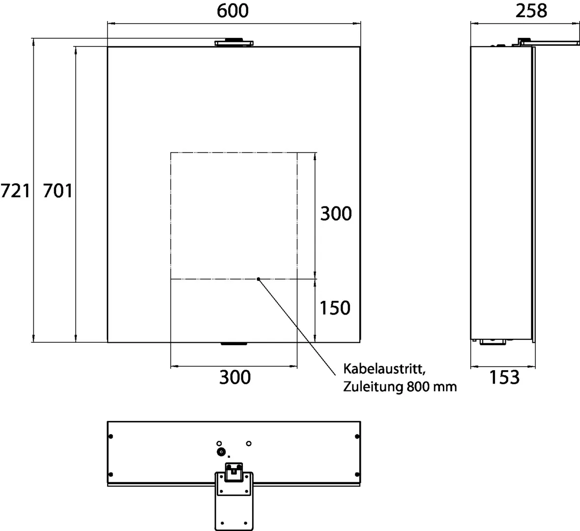 Lichtspiegelschrank pure II LED-Leuchte, Aufputz, mit Waschtischbeleuchtung, 1 Tür, 600mm
