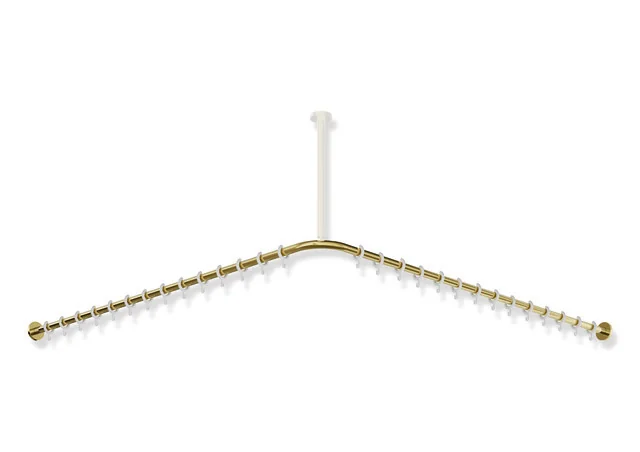 HEWI Vorhangstange System 900, Edelstahl PVD gold glänzend, Achsmaß 1487 x 1487 mm, 28 Ringe aus POM, kürzbar HEWI Vorhangstange System 900, Edelstahl PVD gold glänzend, Achsmaß 1487 x 1487 mm, 28 Ringe aus POM, kürzbar