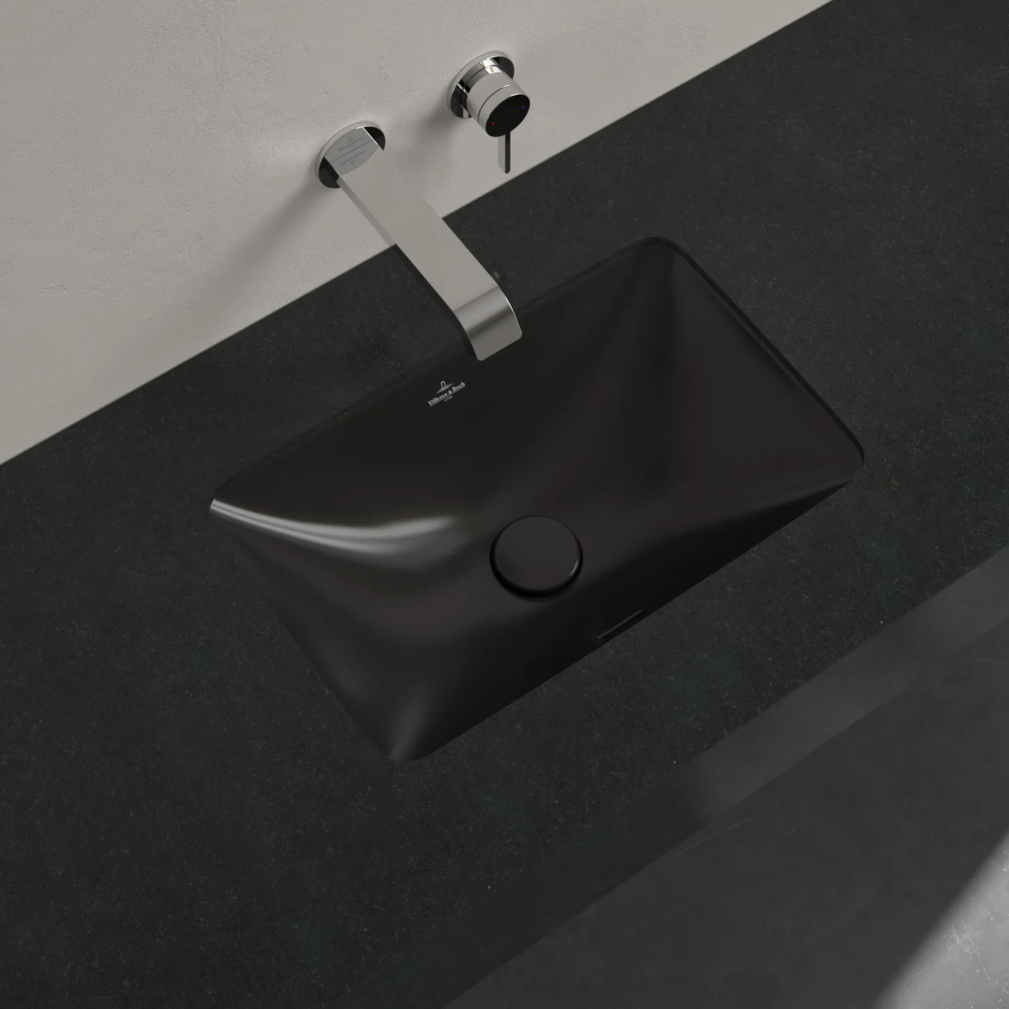 Villeroy & Boch Unterbauwaschbecken Loop & Friends Pure Black CeramicPlus 450x280x170mm mit Überlauf