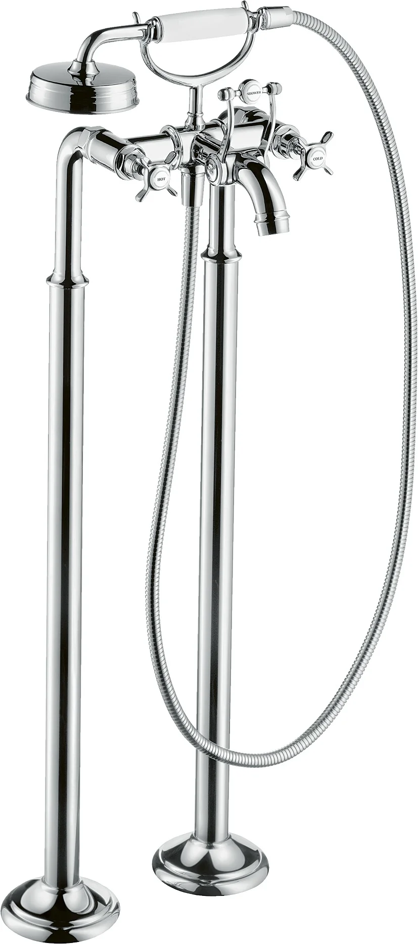 Hansgrohe AXOR Montreux 2-Griff Wannenarmatur bodenstehend, Chrom, Ausladung 234 mm