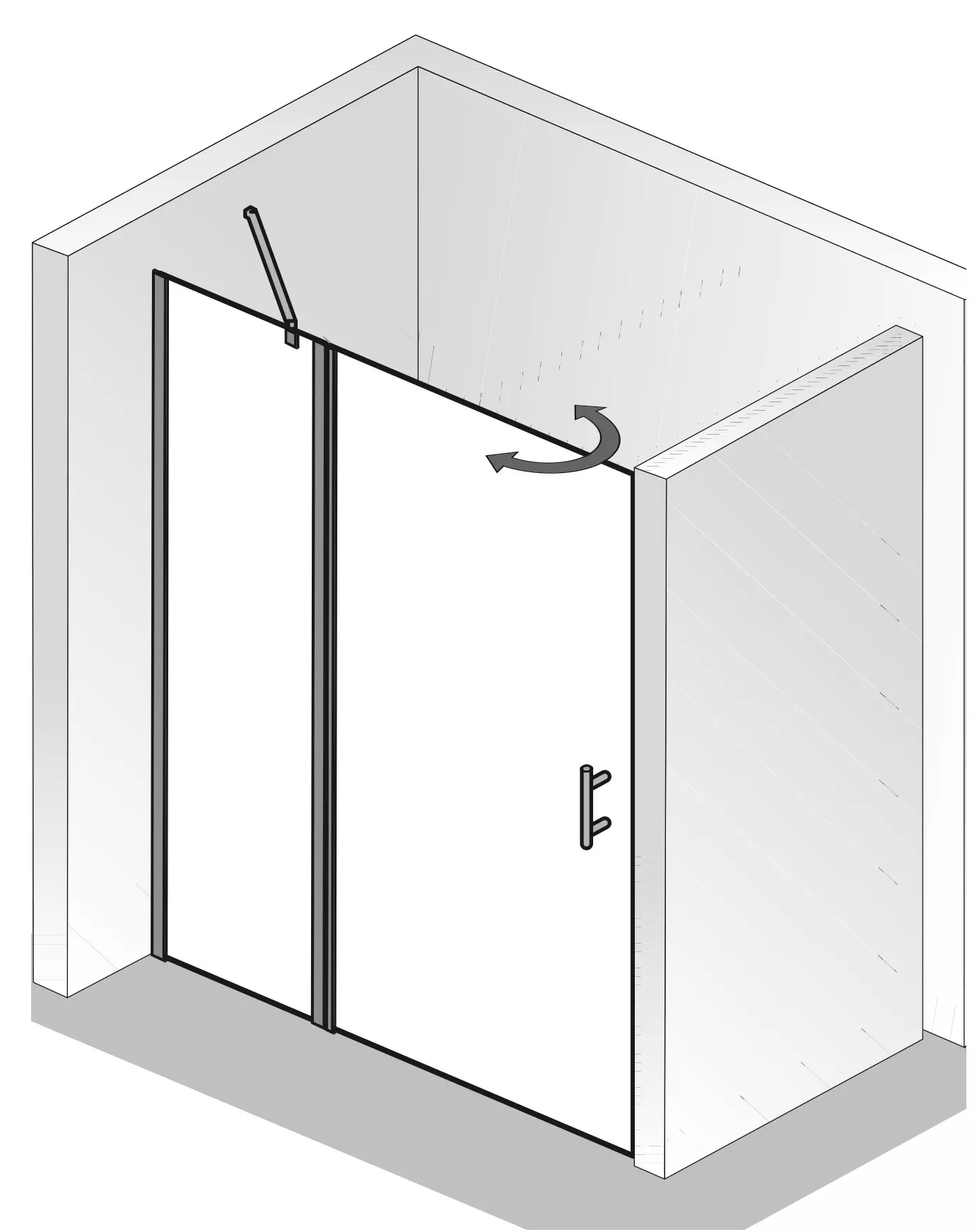 HSK gerahmte Drehtür an Nebenteil 2-teilig „Favorit Nova“ Sondermaß Glas Klar hell, Profile Alu Silber-matt HSK gerahmte Drehtür an Nebenteil 2-teilig „Favorit Nova“ Sondermaß Glas Klar hell, Profile Alu Silber-matt