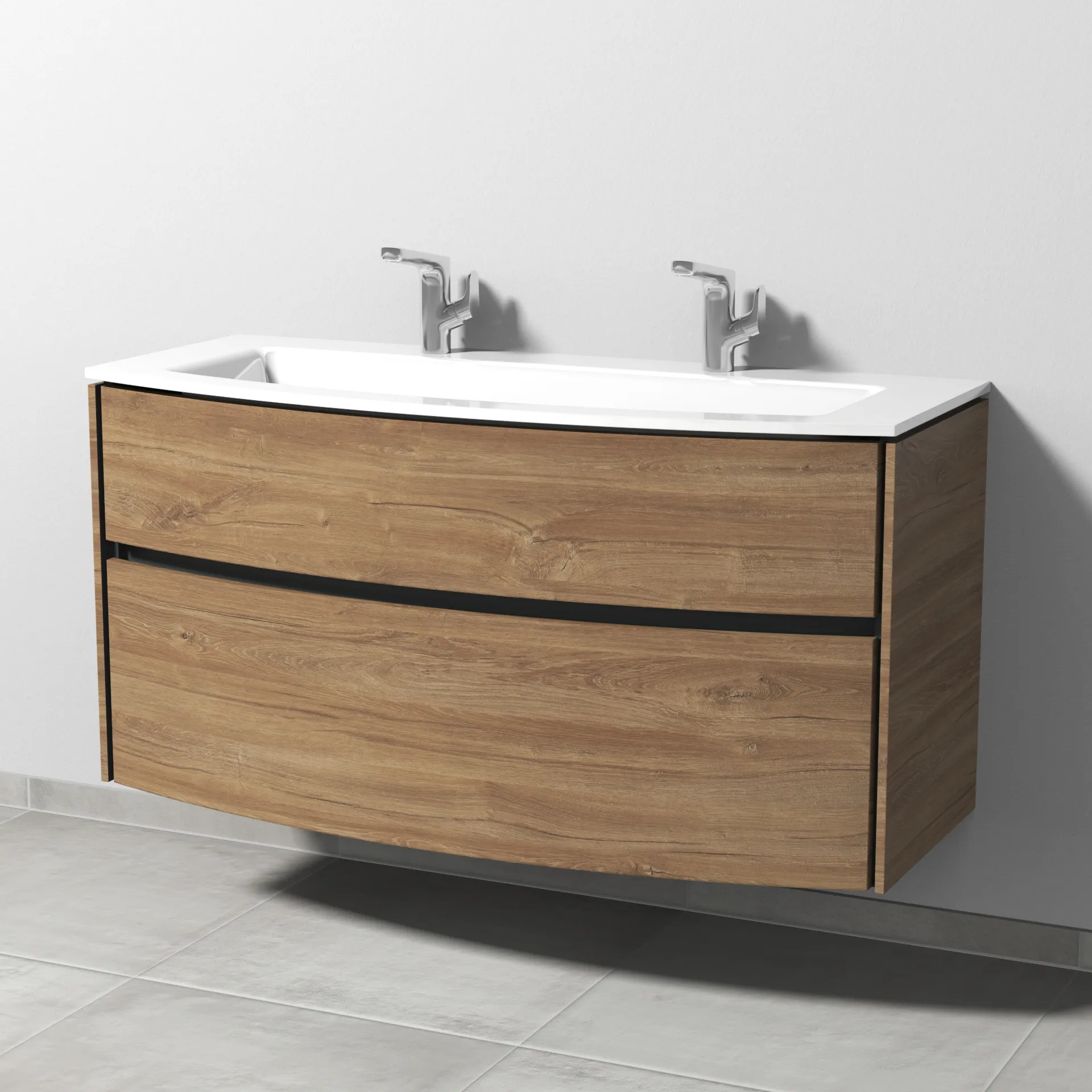 Sanipa Waschtischunterschrank „Twiga“ 1215 × 605 × 459 mm in Eiche Kansas, ohne Beleuchtung