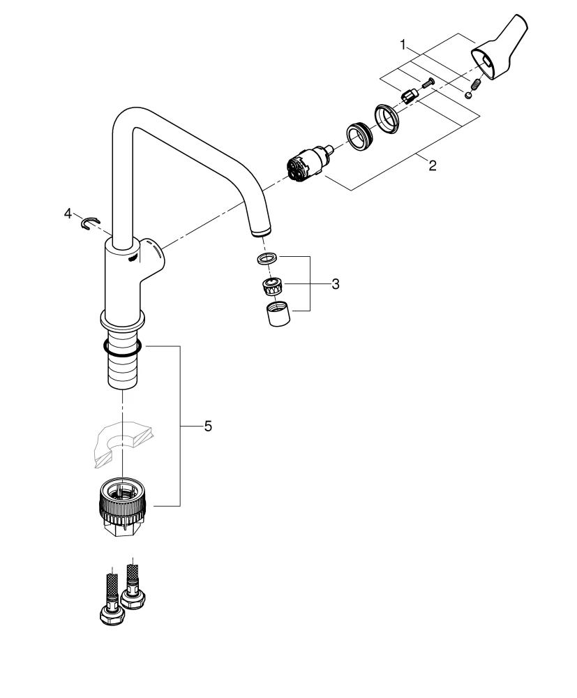 Einhand-Spültischbatterie Eurosmart 30567, hoher Auslauf, Einlochmontage, schwenkbarer Rohrauslauf, Schwenkbereich 150°, chrom