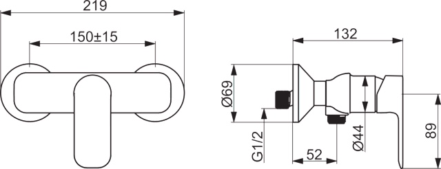 EHM Brausebatterie BASIC 5545 DN15 Chrom