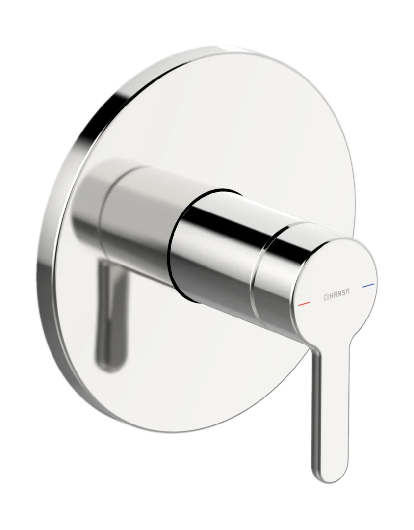 HansaDESIGNO Style Duscharmatur, Einhebelmischer Fertigmontageset für Brausebatterie 8110 Rosette rund Chrom