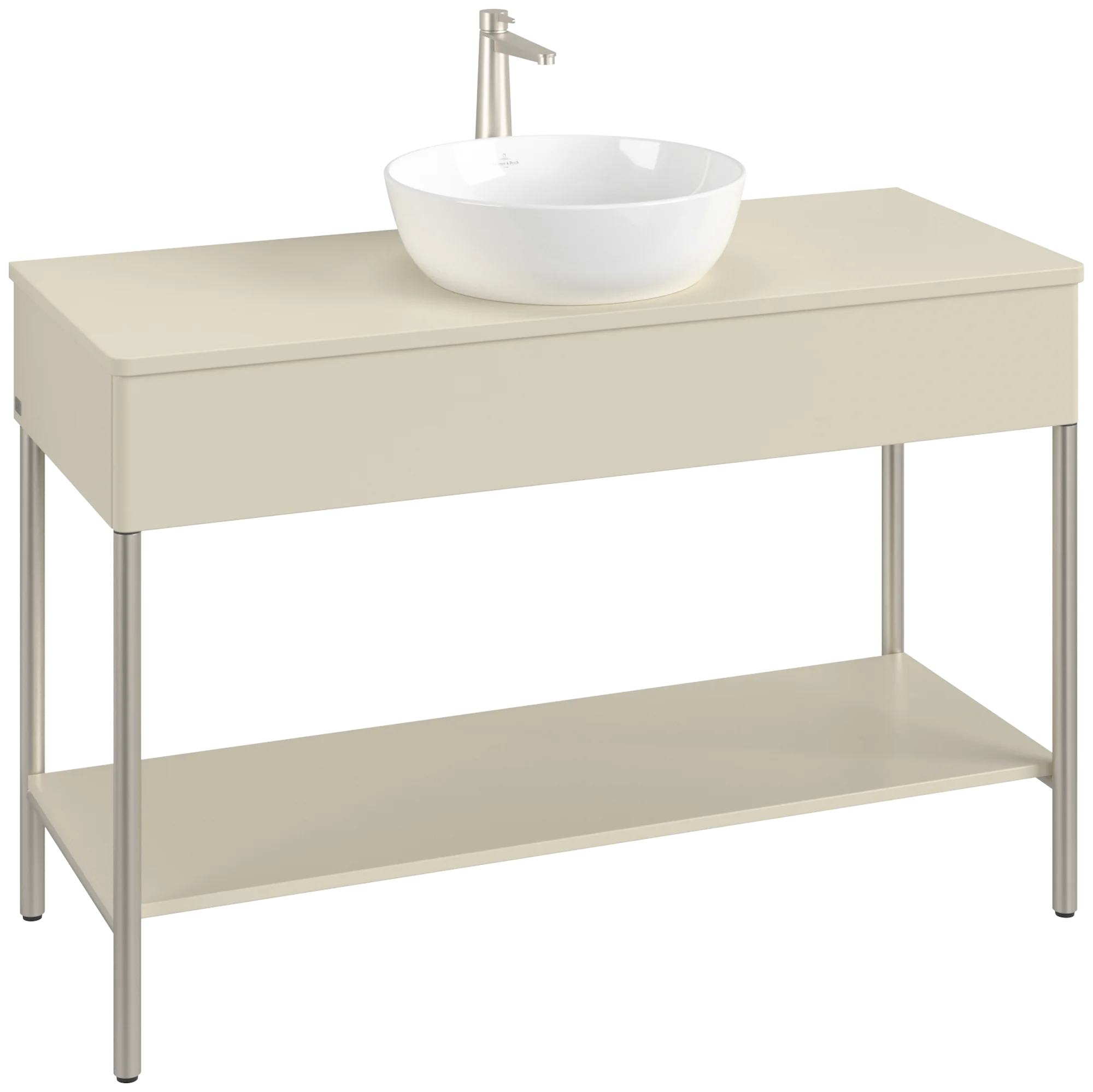 Villeroy & Boch Waschbeckenunterschrank Artis L65050HJ, Silk Grey Matt Lacquer, 1.200 x 782 x 500 mm, mit Metallgestell, Beleuchtung, Push-to-open Funktion, 1 Auszug, Hahnlochbohrung