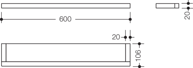 HEWI Ablage „System 100“ in / / 60 × 2 × 10,6 cm