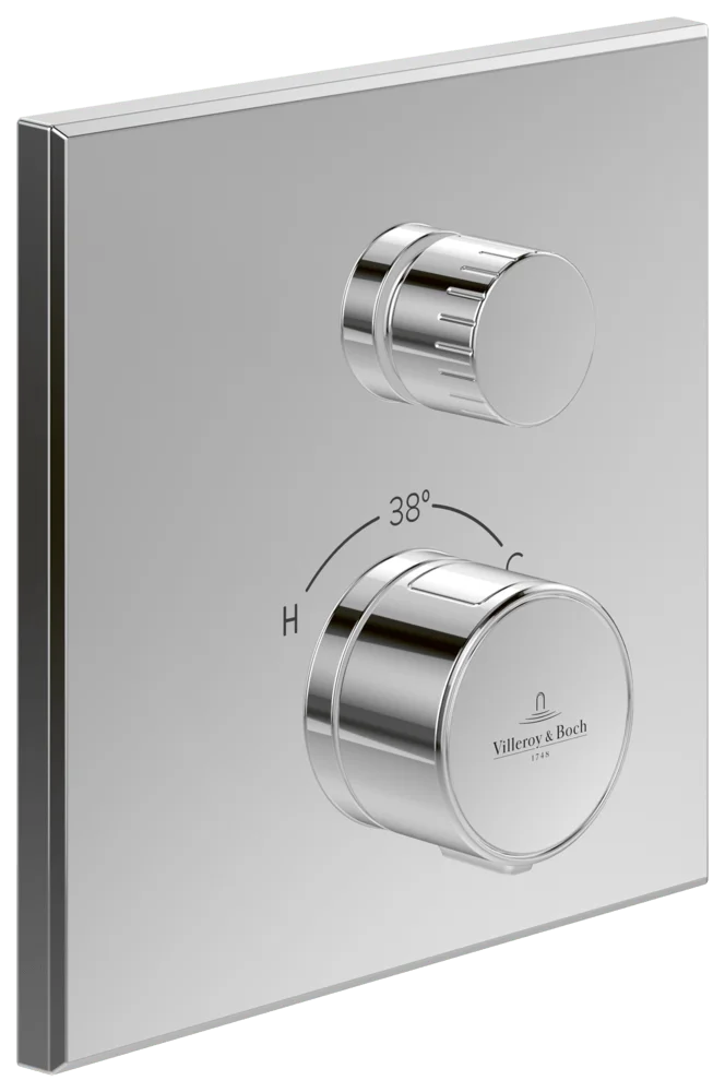 Villeroy & Boch Unterputz-Thermostat Universal Taps & Fittings, eckig, Chrom, 157x66x157 mm, Thermostatfunktion mit Mengenregulierung
