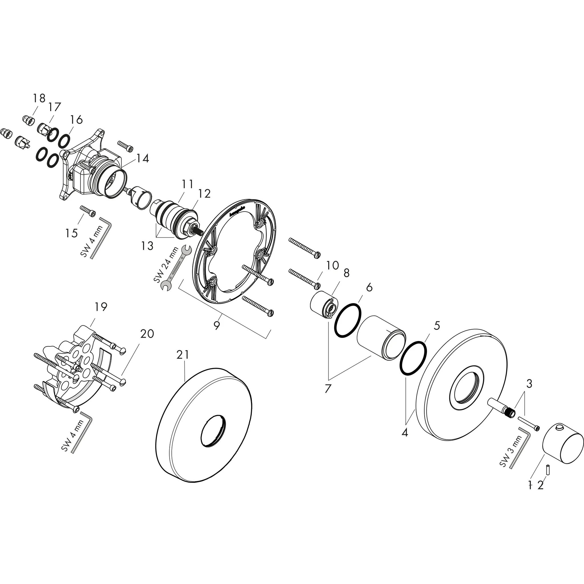 Thermostat UP Axor ShowerSelect Fertigset rund chrom Thermostat UP Axor ShowerSelect Fertigset rund chrom
