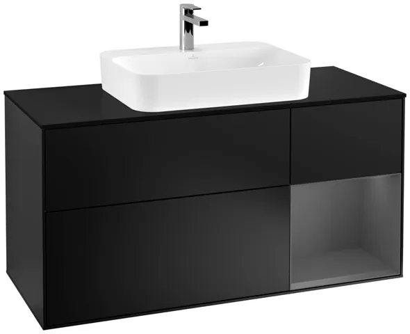 Villeroy & Boch Waschtischunterschrank „Finion“ für Schrankwaschtisch 1200 × 603 × 501 mm Black Matt Lacquer, für Becken mittig Villeroy & Boch Waschtischunterschrank „Finion“ für Schrankwaschtisch 1200 × 603 × 501 mm Black Matt Lacquer, für Becken mittig