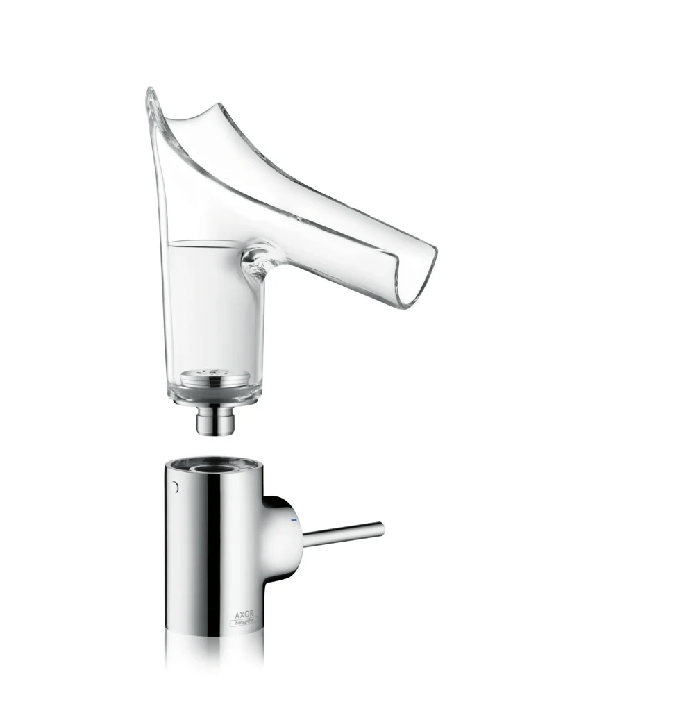 Hansgrohe AXOR Starck V Einhebel-Waschtischmischer chrom, Ausladung 125 mm, ComfortZone 140, Glasauslauf, Keramikmischsystem