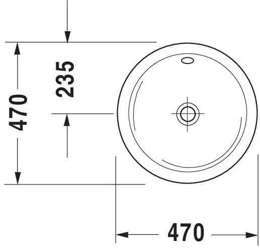 Einbauwaschtisch Architec 470 mm EB v.ob.,m.ÜL,o.HLB,u.glasiert,weiß