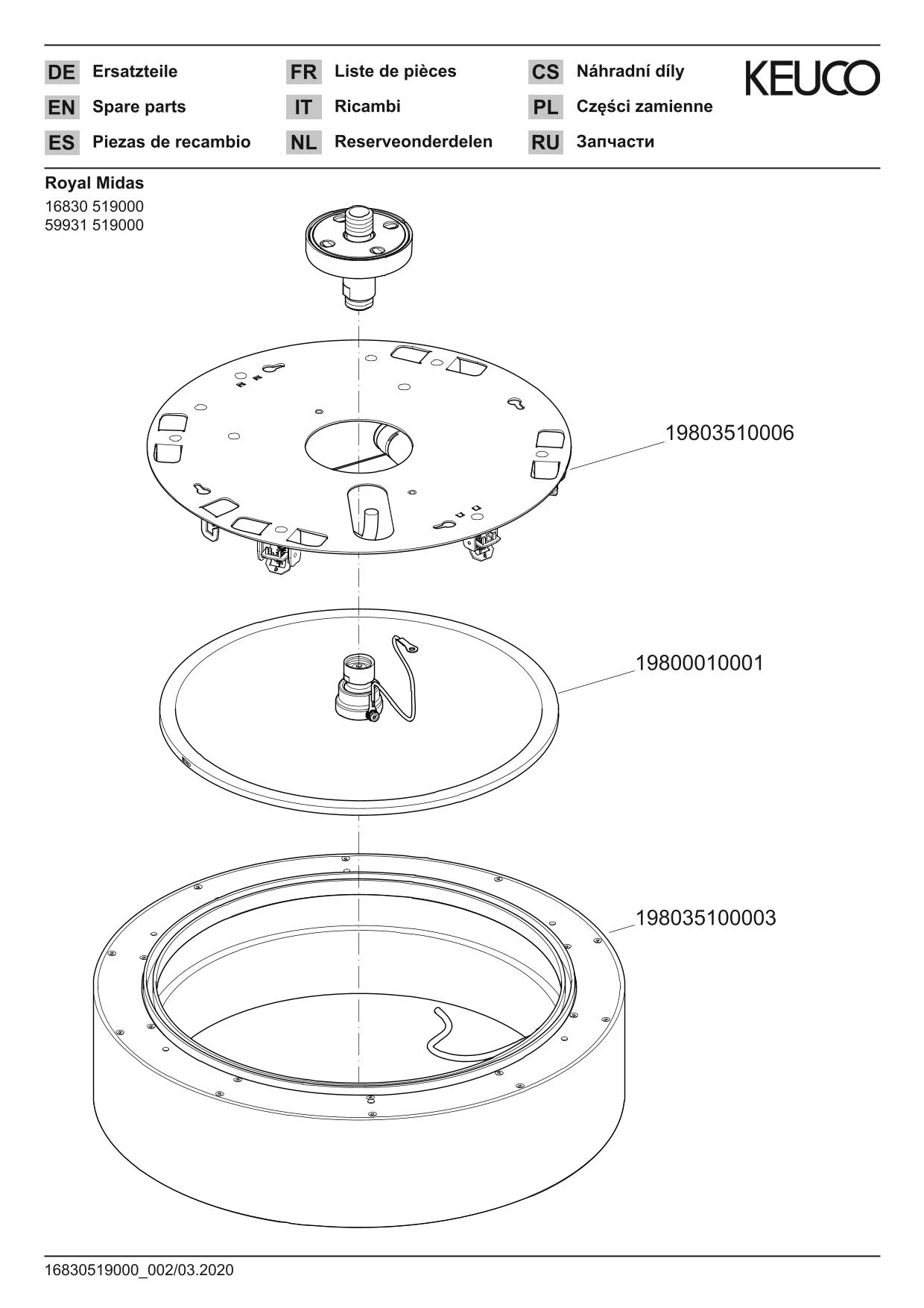 Arm.-Zub. 59931519000 Duschleuchte mit Kopfbrause und Brausearm Ø 400 x 100 mm weiß