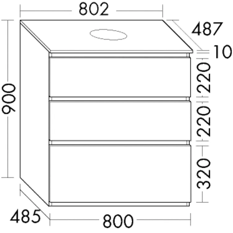 burgbad Waschtischunterschrank „Lin20“ 842 × 940 × 527 mm in Basaltgrau Matt mit Laserkante