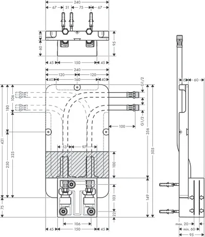 Grundset für Kopfbrause Decke UP Axor Grundset für Kopfbrause Decke UP Axor