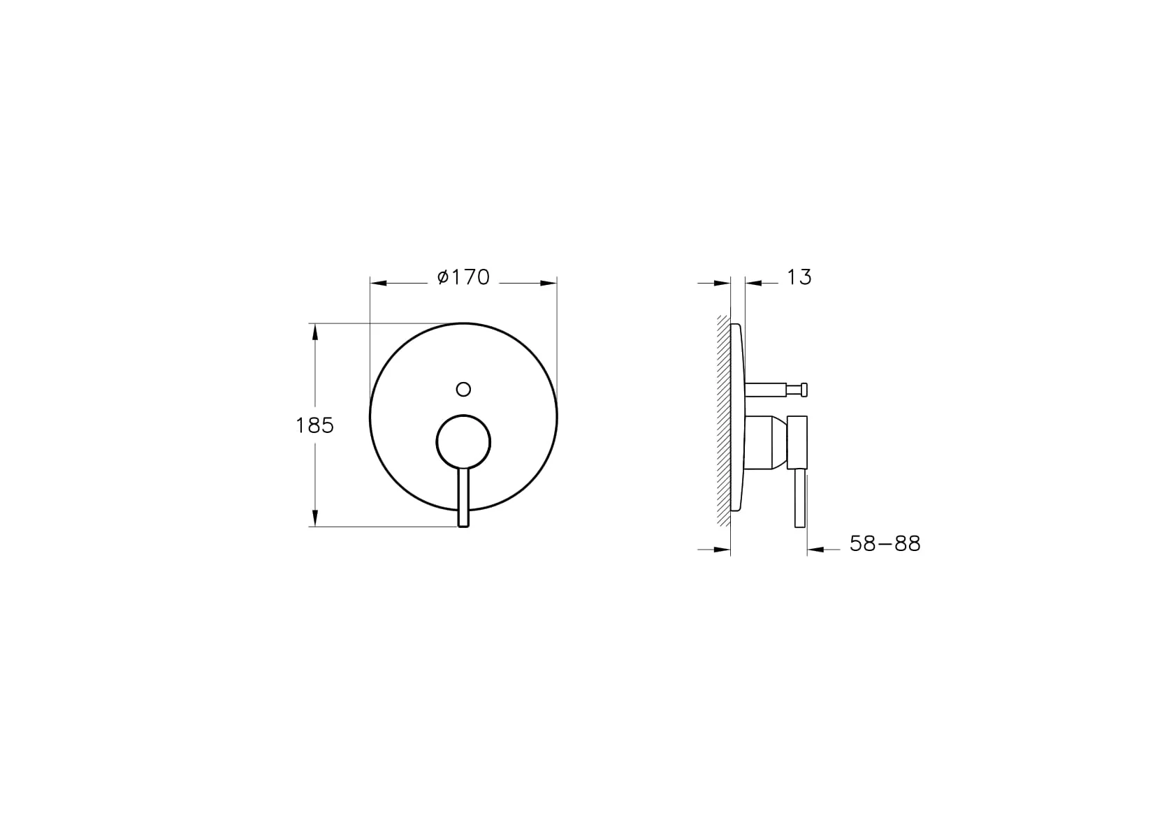 Minimax Round Einhebel-Wannenfüll- und Brausearmatur V-Box Unterputzmontage Chrom Minimax Round Einhebel-Wannenfüll- und Brausearmatur V-Box Unterputzmontage Chrom