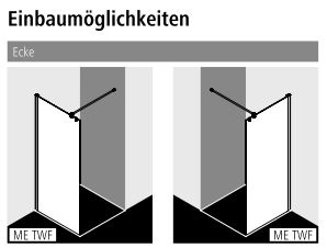 Kermi Duschdesign Walk-In-Duschkabine mit Wandprofil „MENA“ Glas Klar, Profile Silber Hochglanz, BV: 1785 - 1805 mm WE: 1785 - 1805 mm H: 2000 mm