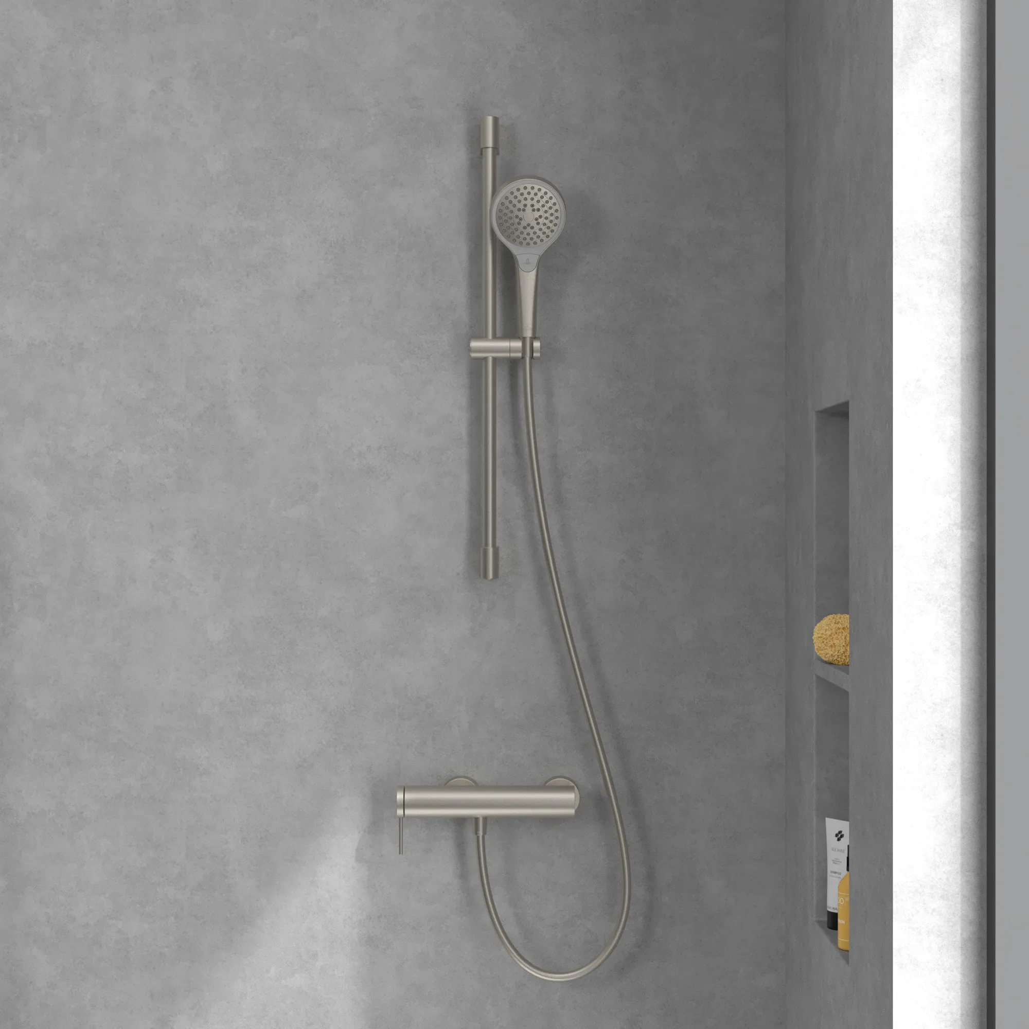 Villeroy & Boch Einhebel-Duscharmatur Loop & Friends, Brushed Nickel Matt, 108 mm Höhe, 273 x 96 mm Maße Villeroy & Boch Einhebel-Duscharmatur Loop & Friends, Brushed Nickel Matt, 108 mm Höhe, 273 x 96 mm Maße