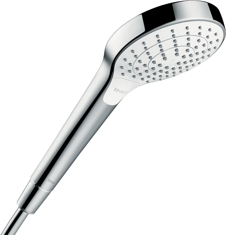 Hansgrohe Croma Select S Handbrause EcoSmart weiß/chrom, 110 mm Brausekopfgröße, Rain/TurboRain/IntenseRain Strahlarten, QuickClean, max. Durchfluss 9 l/min bei 3 bar