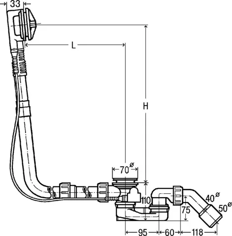 Viega Ab- und Überlaufgarnitur Modell 6163.2 „Multiplex“ in DN40 / 50 / 1070 Messing verchromt 24,6 cm Viega Ab- und Überlaufgarnitur Modell 6163.2 „Multiplex“ in DN40 / 50 / 1070 Messing verchromt 24,6 cm