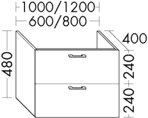 Burgbad Waschtischunterschrank Sys30, 400x600x480 mm, 1 Schublade oben, 1 Auszug unten, inkl. Raumsparsiphon