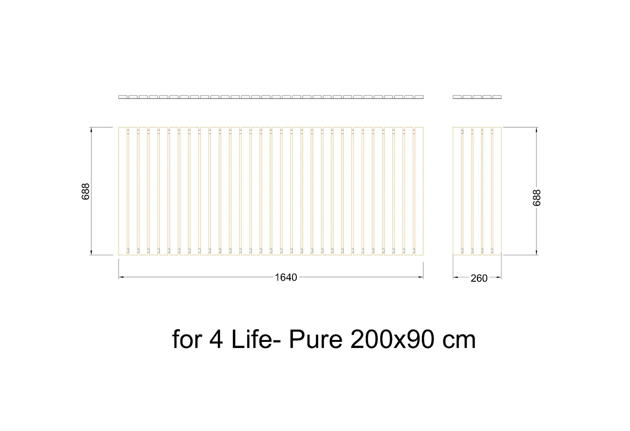 VitrA Zubehör Shift Badewannen-Holzablage 200 cm Teak