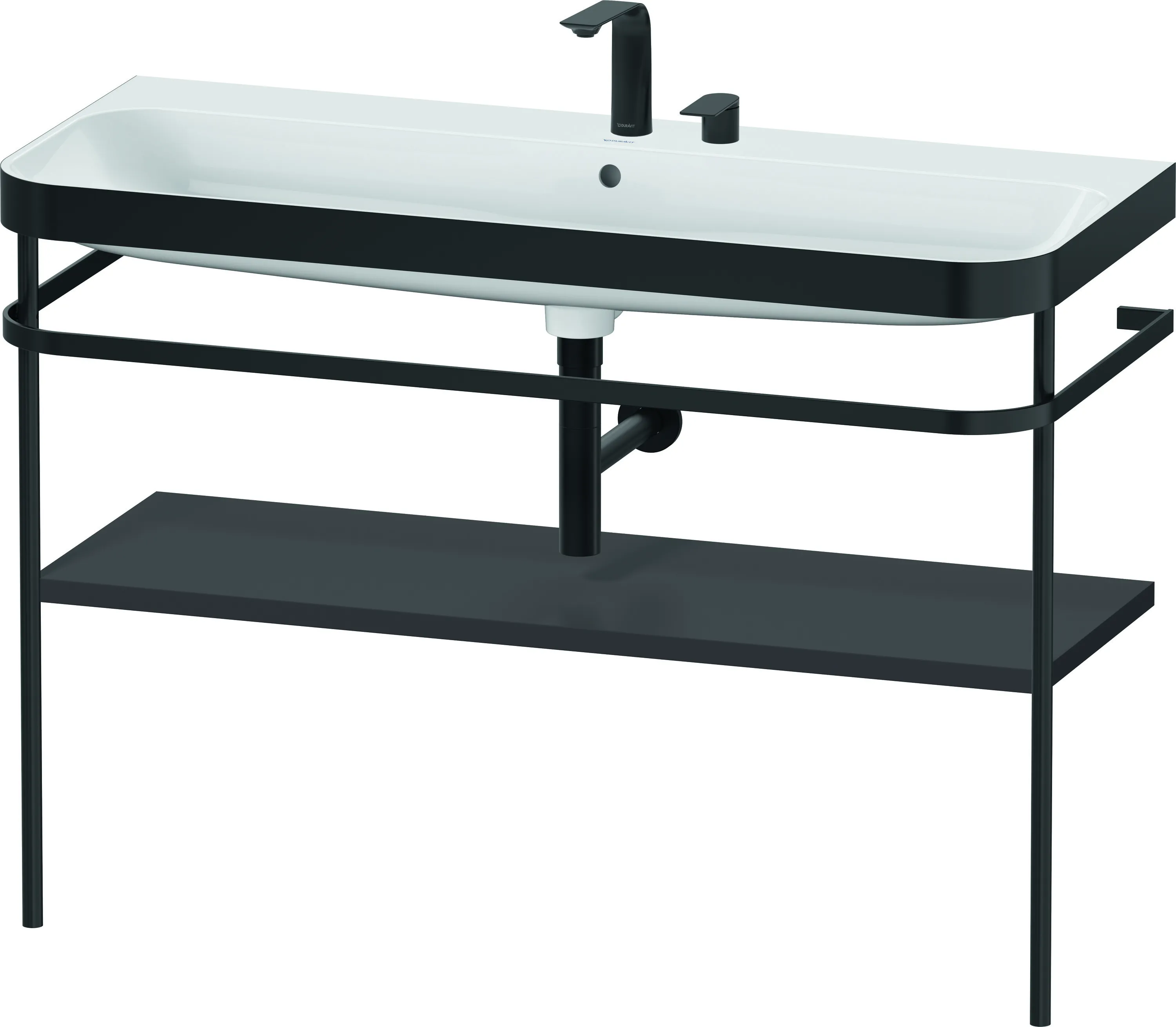 Duravit Waschtischunterschrank mit Metallkonsole „Happy D.2 Plus“ 117,5 × 85 × 49 cm in Graphit Supermatt Duravit Waschtischunterschrank mit Metallkonsole „Happy D.2 Plus“ 117,5 × 85 × 49 cm in Graphit Supermatt