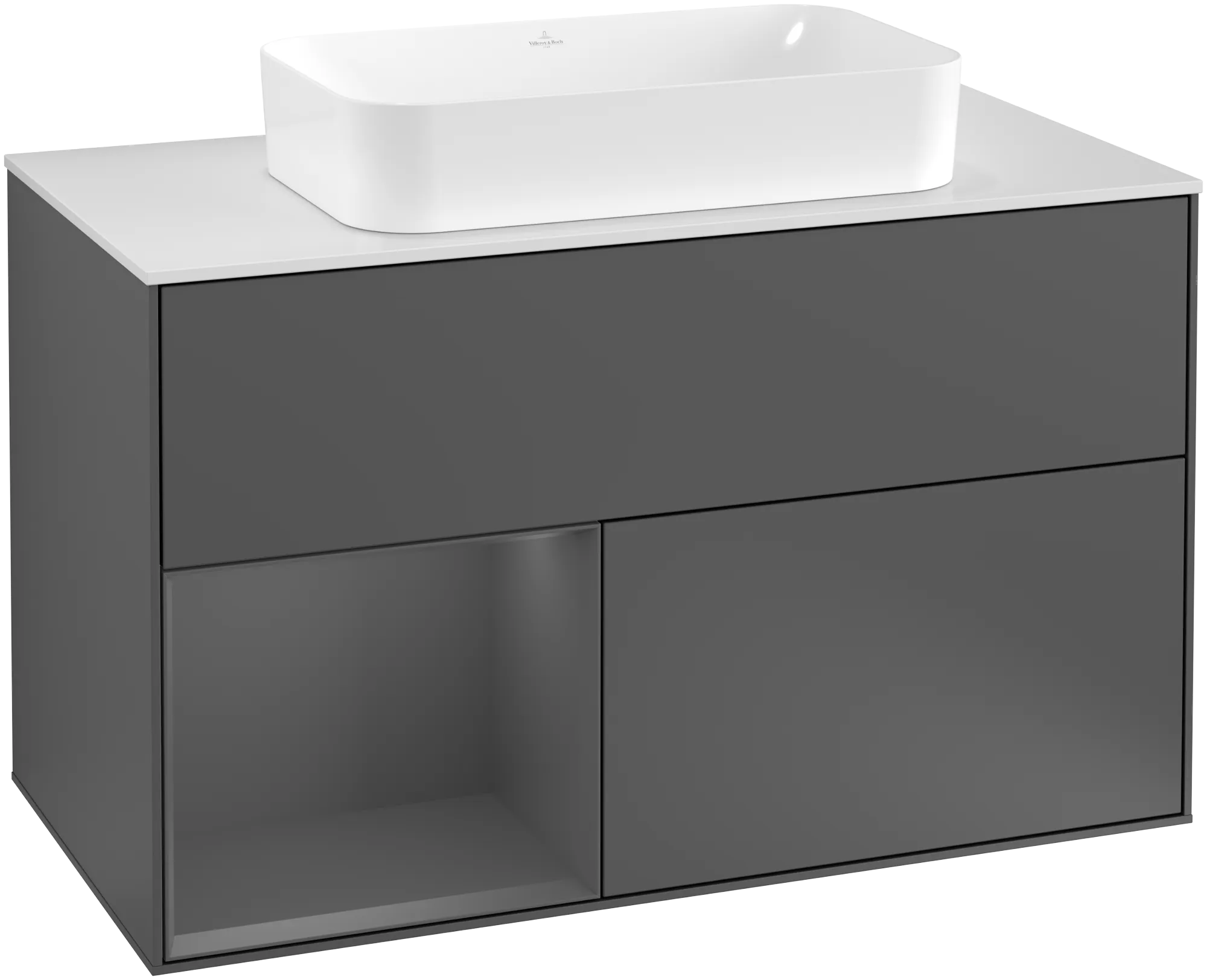 Villeroy & Boch Finion Waschbeckenunterschrank G24 1000x603x501mm Anthrazit/Glas Weiss