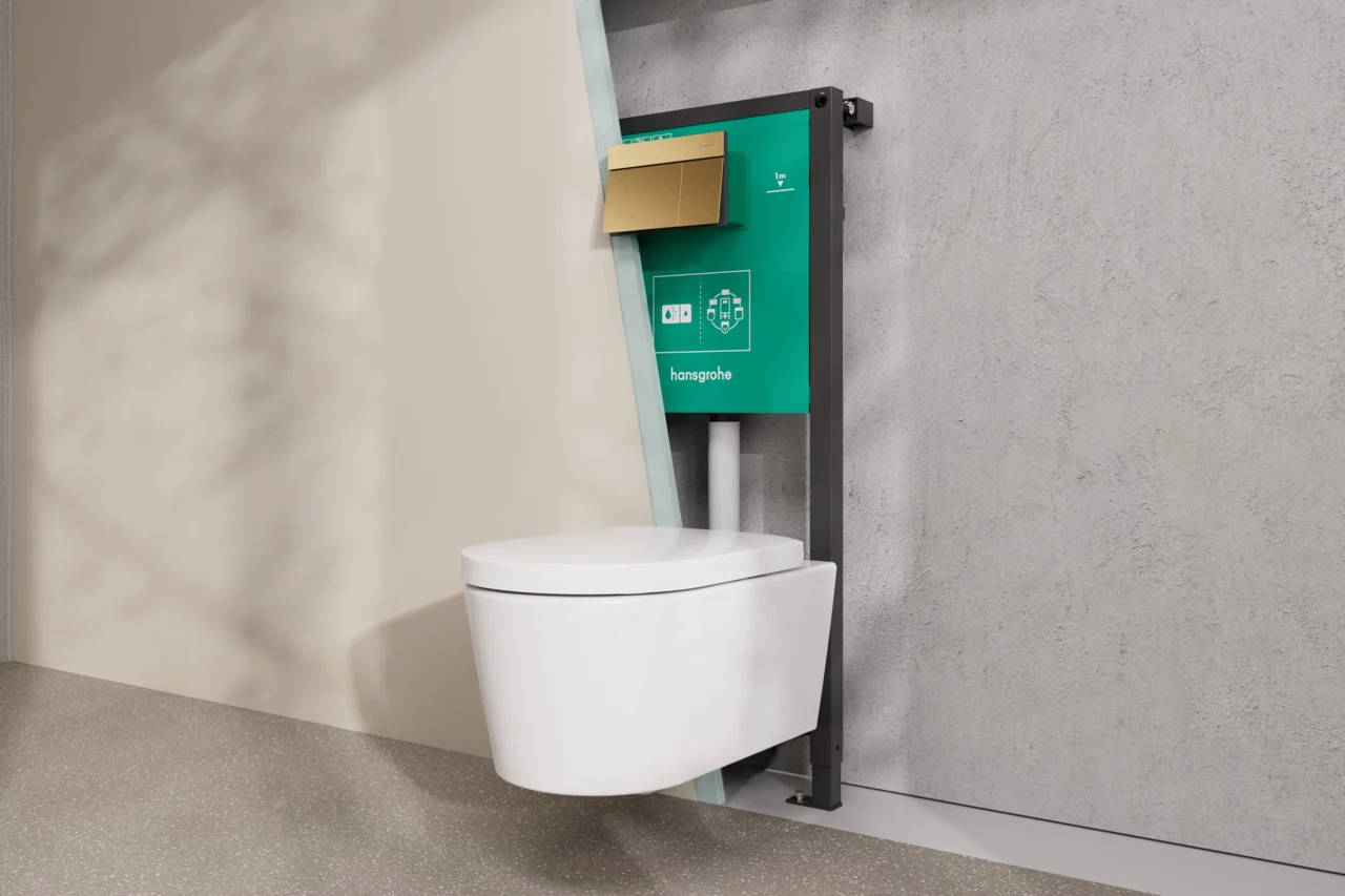 Hansgrohe EluPura S Wand-WC-Set mit AquaFall-Spülung, SoftClose und QuickRelease, weiß, 540 mm, 180 mm Mittenabstand, 160 mm Achsabstand