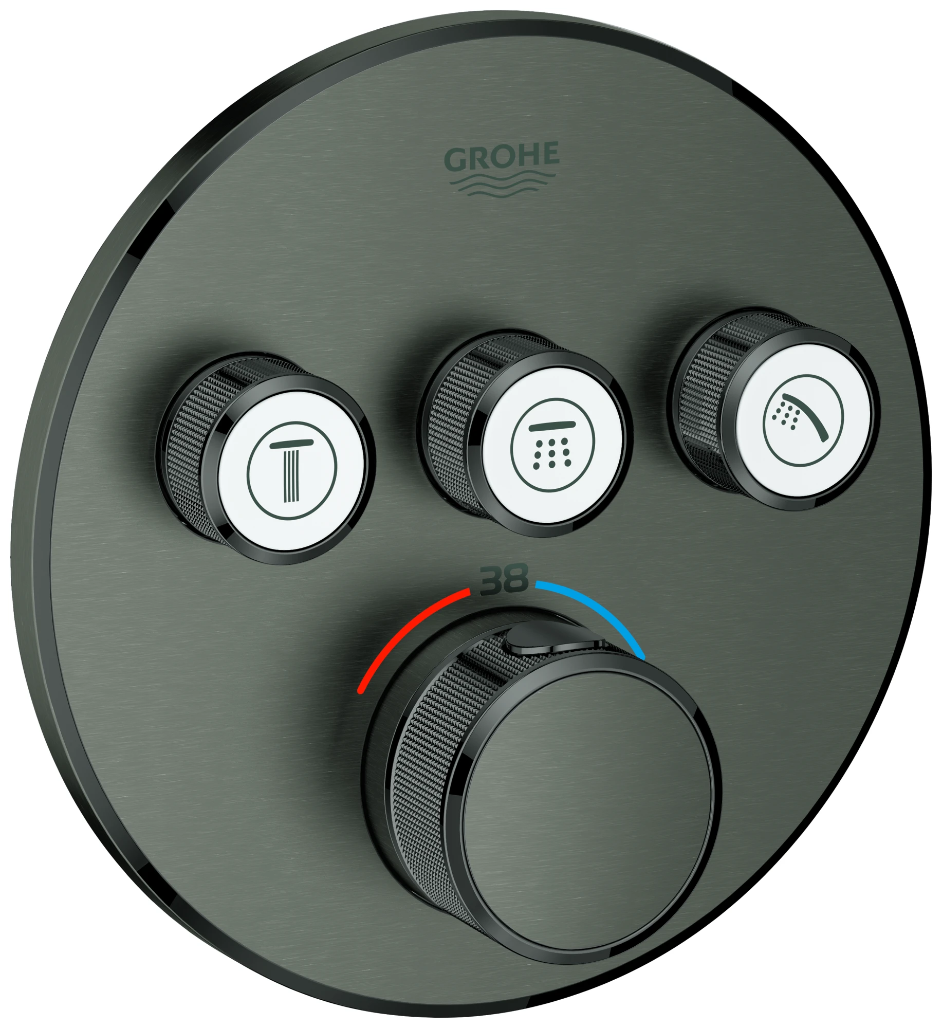 Thermostat Grohtherm SmartControl 29121, mit 3 Absperrventilen, Fertigmontageset für Rapido SmartBox, Wandrosette rund, chrom