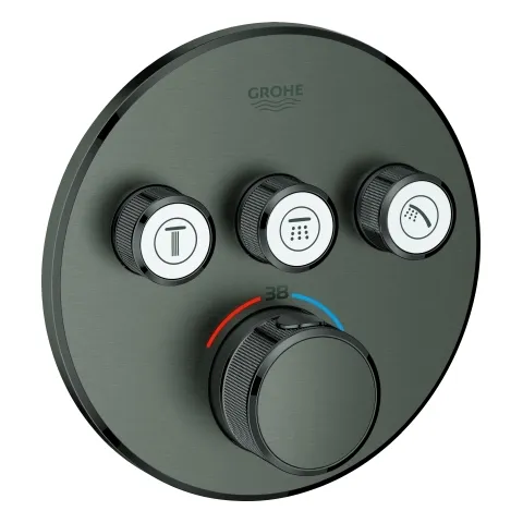 Thermostat Grohtherm SmartControl 29121, mit 3 Absperrventilen, Fertigmontageset für Rapido SmartBox, Wandrosette rund, chrom Farbe: hard graphite (gebürstet) Thermostat Grohtherm SmartControl 29121, mit 3 Absperrventilen, Fertigmontageset für Rapido SmartBox, Wandrosette rund, chrom Farbe: hard graphite (gebürstet)