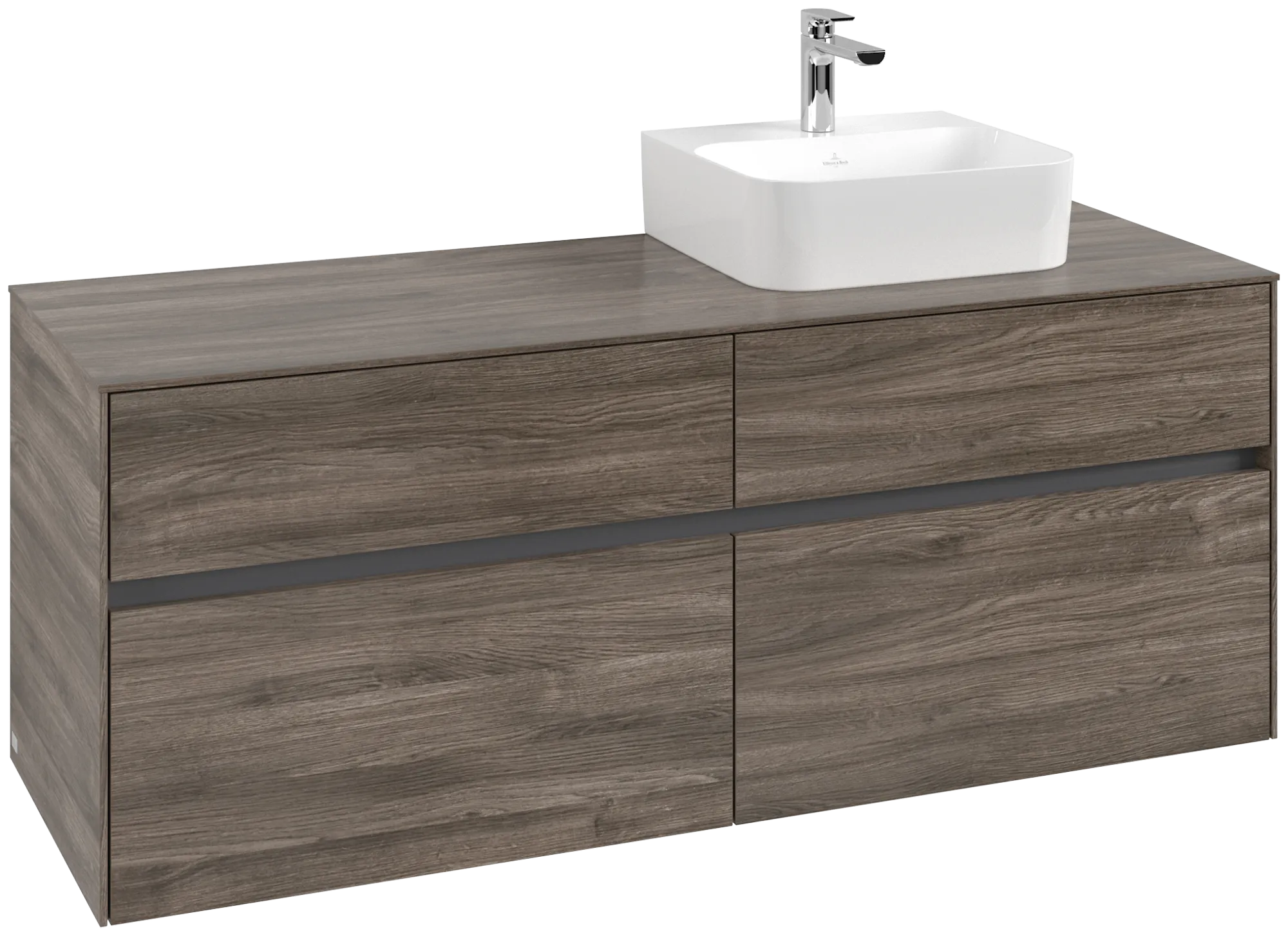 Villeroy & Boch Waschtischunterschrank „Collaro“ 1400 × 548 × 500 mm Stone Oak, ohne Beleuchtung, für Becken rechts Villeroy & Boch Waschtischunterschrank „Collaro“ 1400 × 548 × 500 mm Stone Oak, ohne Beleuchtung, für Becken rechts