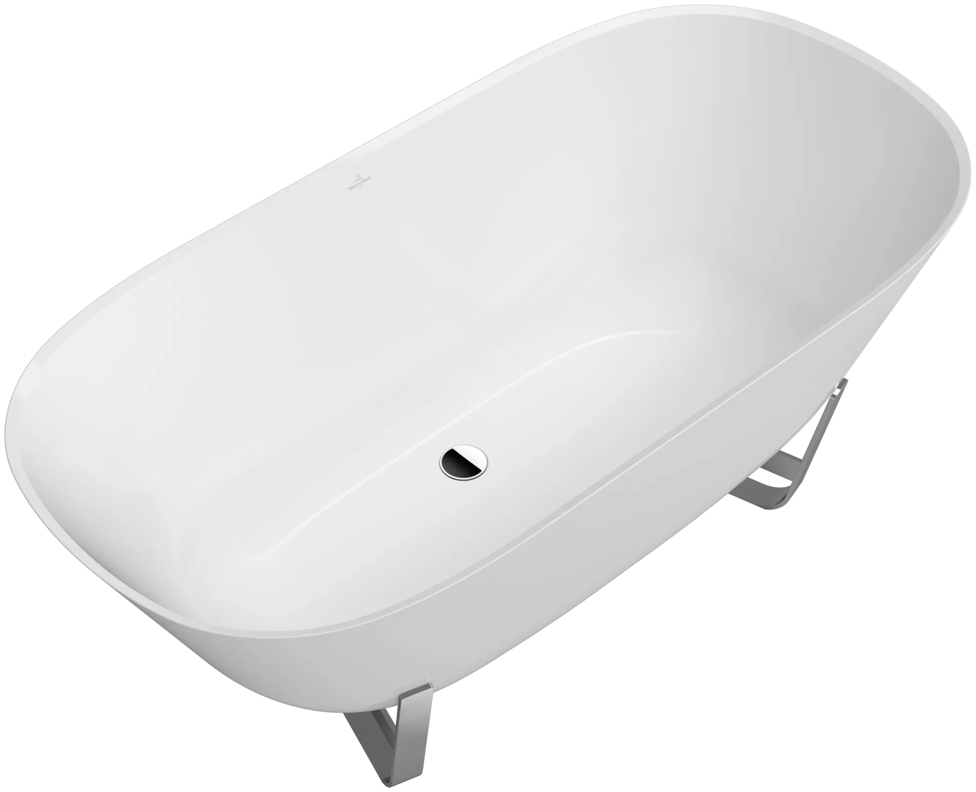 Villeroy & Boch Badewanne „Antheus“ freistehend oval 155 × 75 cm, Mittelablauf